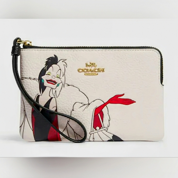COACH X Disney Villains, NWOT, Cruella Motif, Dempsey Carryall & Wristlet Set - Picture 12 of 13